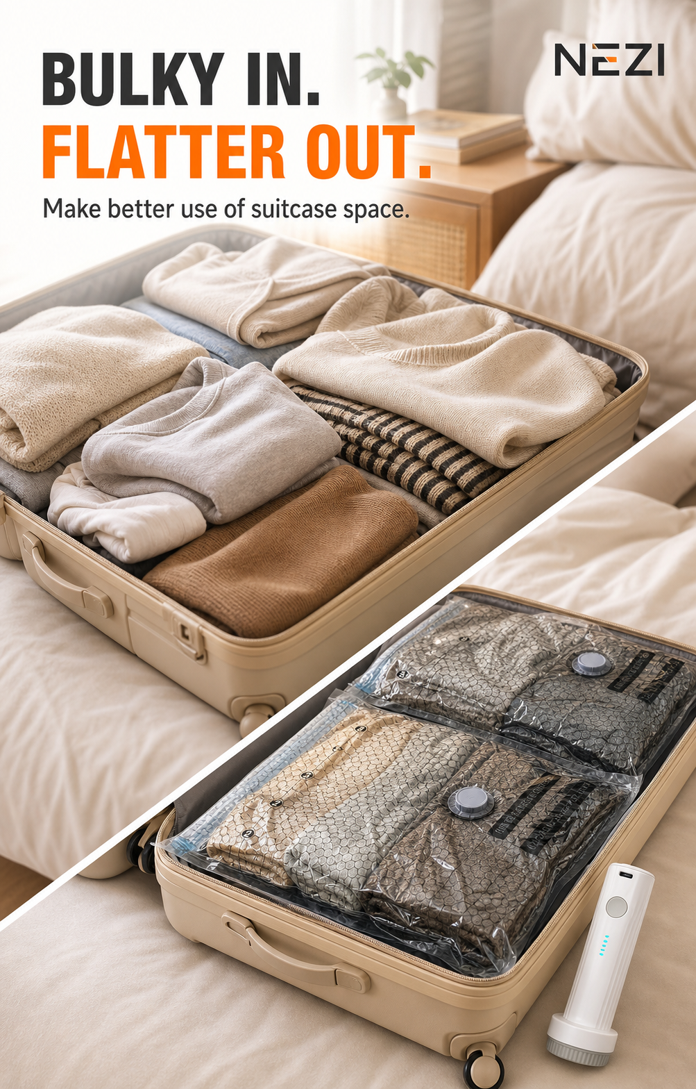 NEZI PackSmart Travel Vacuum Kit