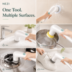 NEZI PowerScrub 360 - Cordless Spin Scrubber, 5 Heads