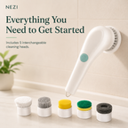 NEZI PowerScrub 360 - Cordless Spin Scrubber, 5 Heads