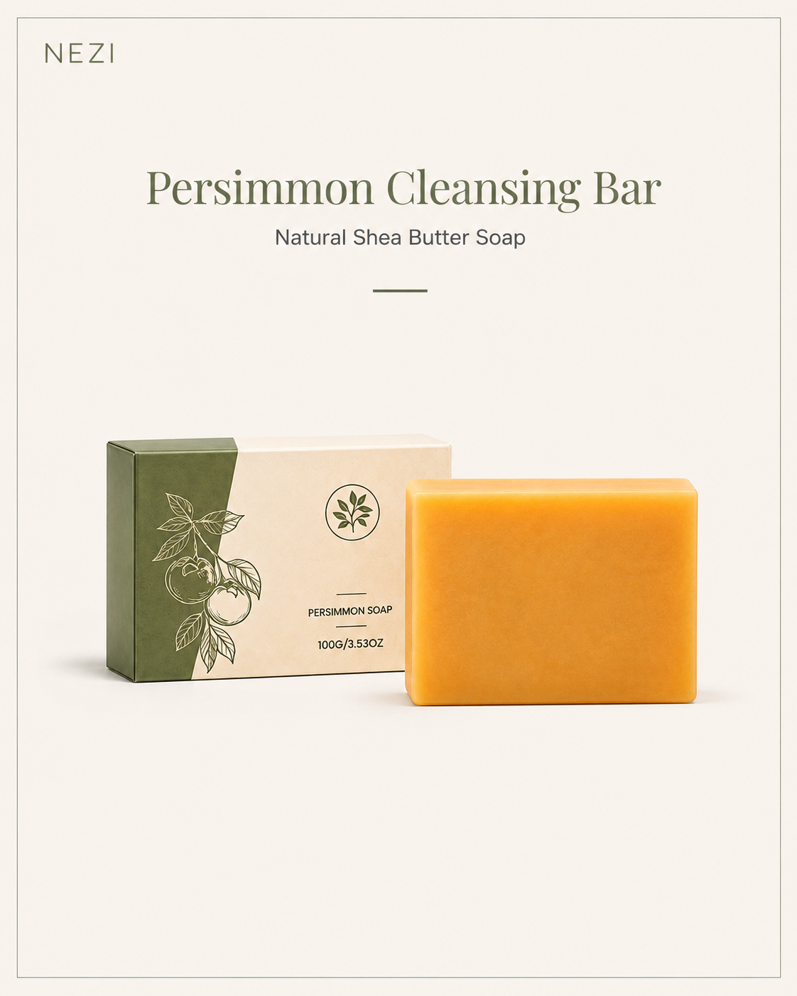 NEZI Persimmon Cleansing Bar - Natural Shea Butter Soap