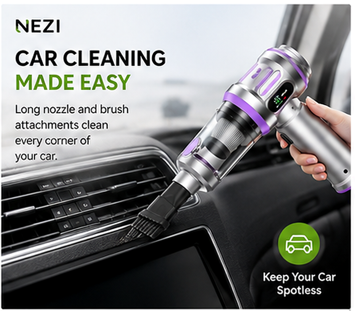 NEZI - Ultra-Powerful Cordless Car Vacuum Cleaner