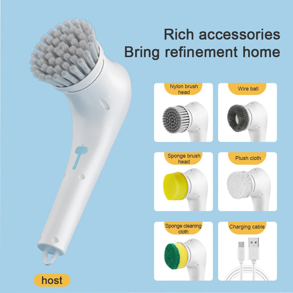 NEZI PowerScrub 360 - Cordless Spin Scrubber, 5 Heads