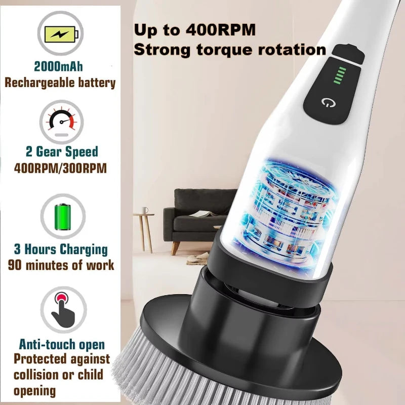 Electric Cordless Power Spin Scrubber