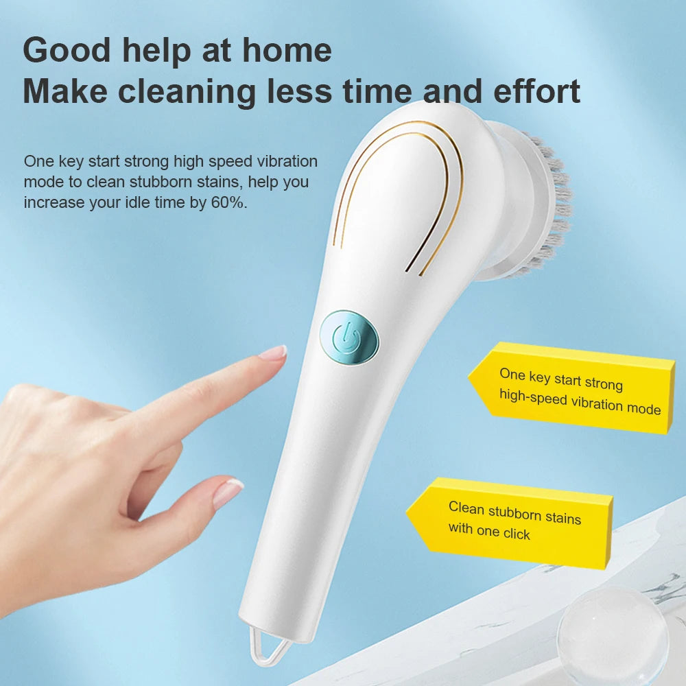 NEZI PowerScrub 360 - Cordless Spin Scrubber, 5 Heads